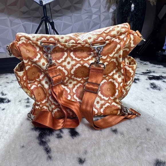 Petunia Pickle Bottom Orange Floral Rio Print White Diaper Bag - Picture 4 of 14